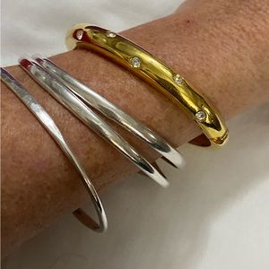 Vintage ROMAN Gold Tone and Rhinestone Bangle